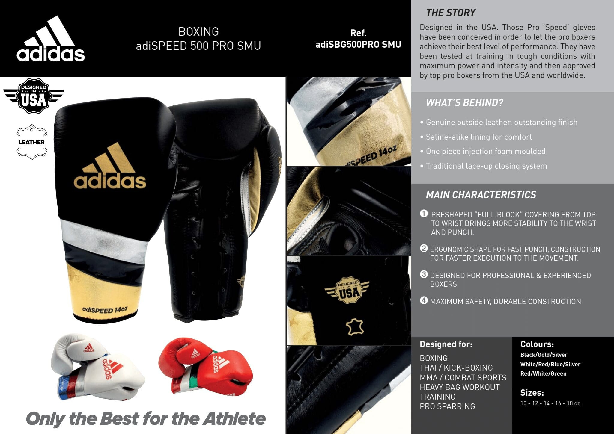 USBOXING 500 Gloves | Sparring Boxing Pro & Adi-Speed adidas